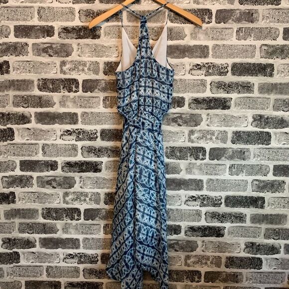 Banana Republic Blue Shibori Print Handkerchief Hem Midi Dress Size XXS Petite - Picture 6 of 8